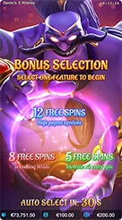 Genie's 3 Wishes · Memahami tata letak tombol kontrol putaran dasar pada antarmuka bawah.